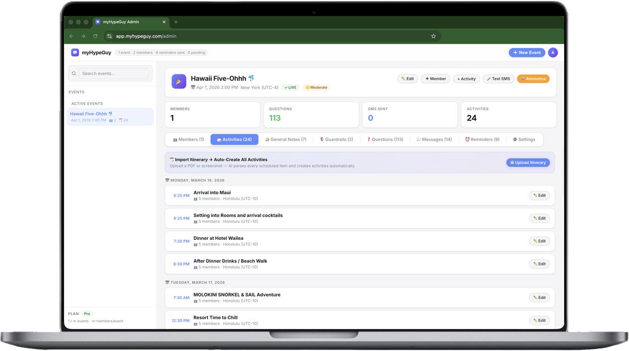 Activities tab shown on MacBook screen
