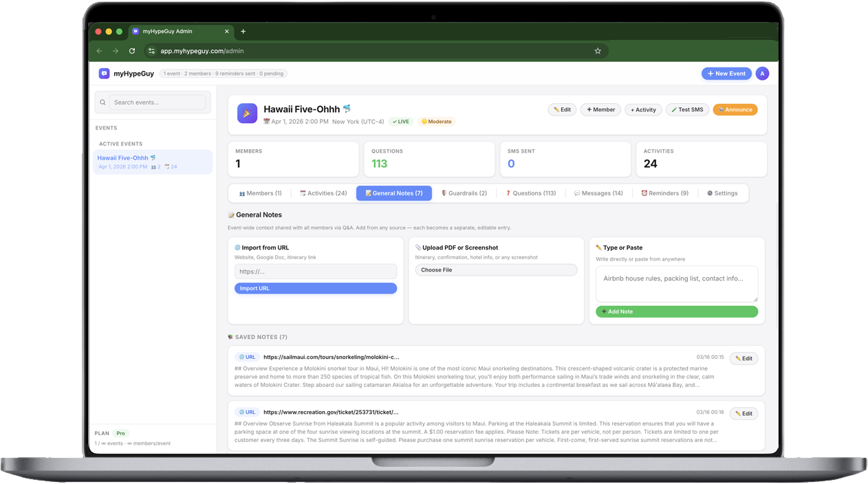 General Notes tab shown on MacBook screen